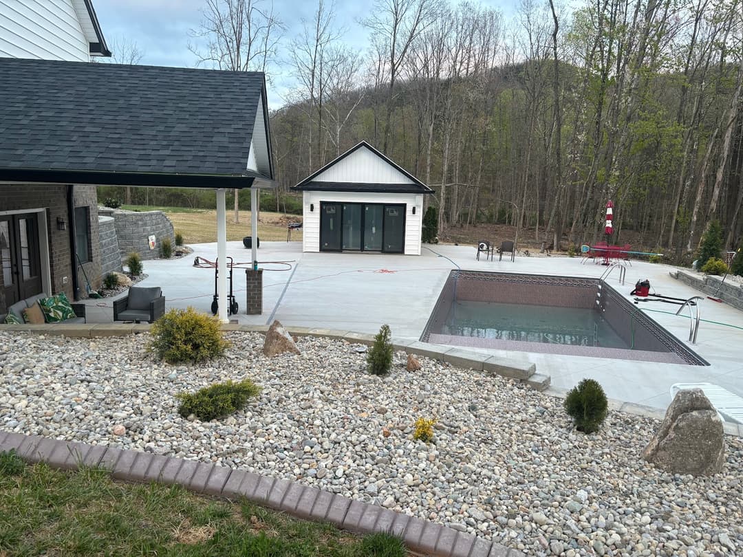Backyard with pool and patio, Roanoke, VA